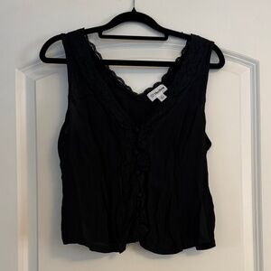 Chic Black Lace-Accented Sleeveless Top